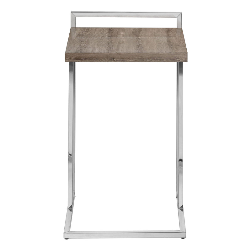 Wood And Metal End Table - Taupe / Silver