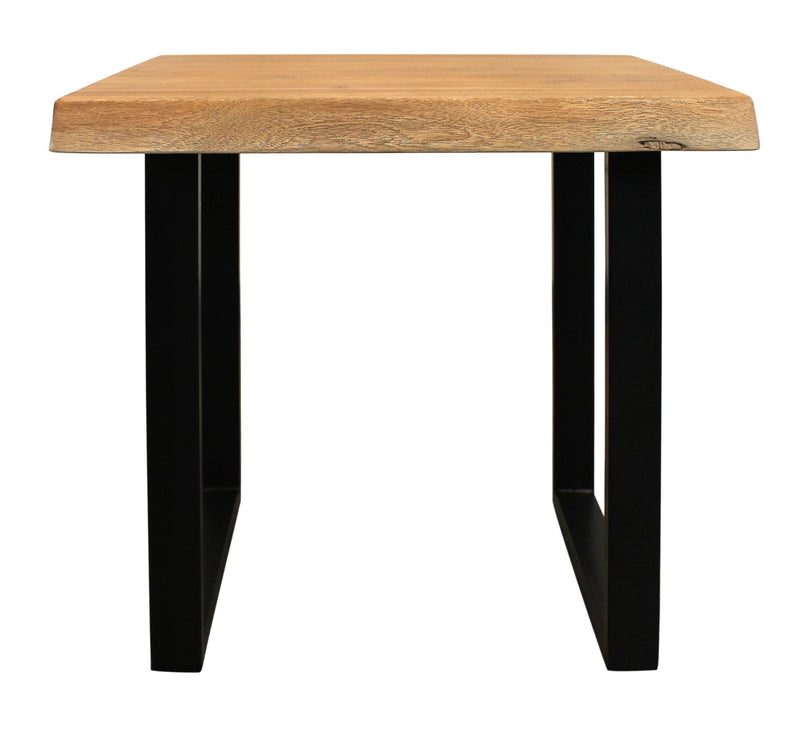 24" Distressed Solid Wood And Iron Square End Table - Natural