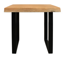Load image into Gallery viewer, 24" Distressed Solid Wood And Iron Square End Table - Natural

