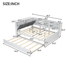 Load image into Gallery viewer, Platform Bed With Trundle, Shelves, And Storage Headboard
