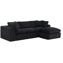 Load image into Gallery viewer, Chenille Modular Sofa Chaise With Ottoman Toss Pillows (725210) - Black
