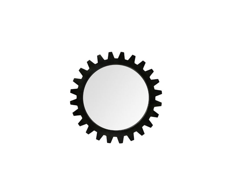 26" Cog Round Metal Frame Wall Mirror - Black