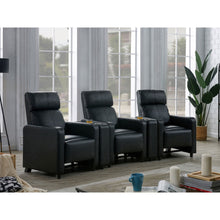 Load image into Gallery viewer, Warren - 3 Seater Home Theater With 2 Wedge Consoles Recliners - Black

