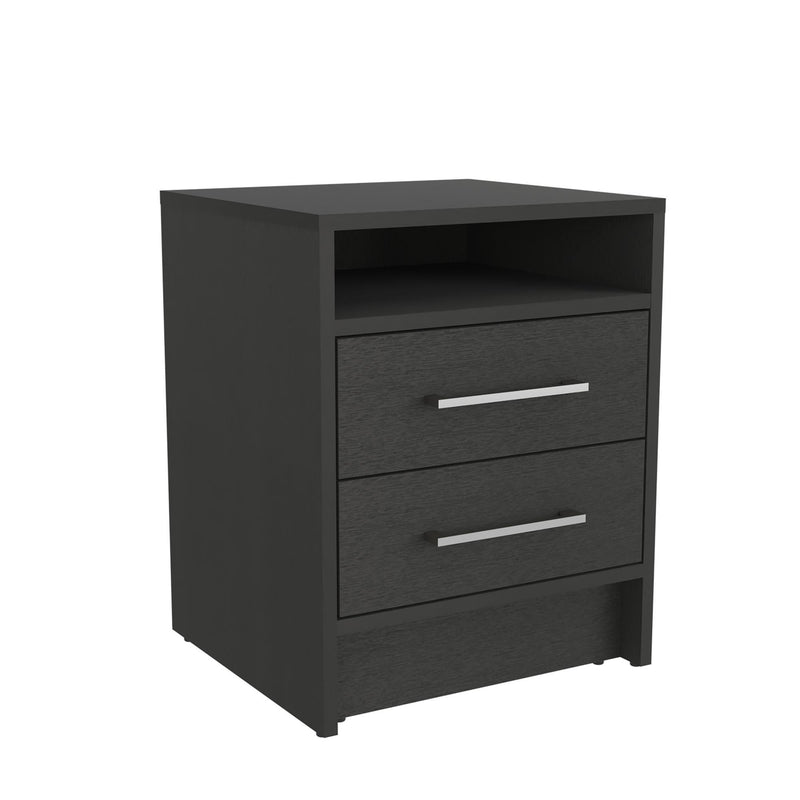 Wood Two Drawer Nightstand (534899) - Black