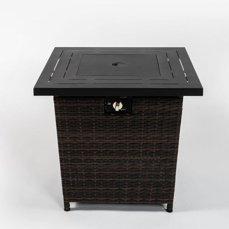 Square Fire Pit Table - Black Brown