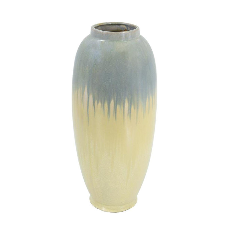 Reactive Glaze Cylinder Table Vase - Blue / Cream