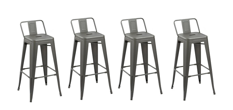 Metal Low Back Counter Height Bar Chairs (Set of 4) - Gray