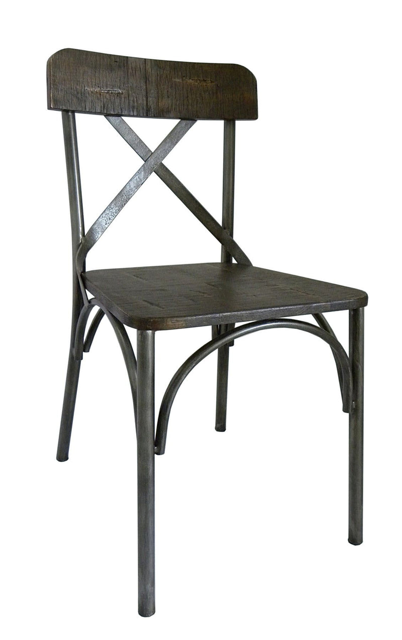 Solid Wood Cross Back Dining Side Chairs (Set of 2) - Brown / Gray