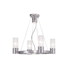 Load image into Gallery viewer, Four Light Metal Dimmable Chandelier With Shades - Silver / Clear
