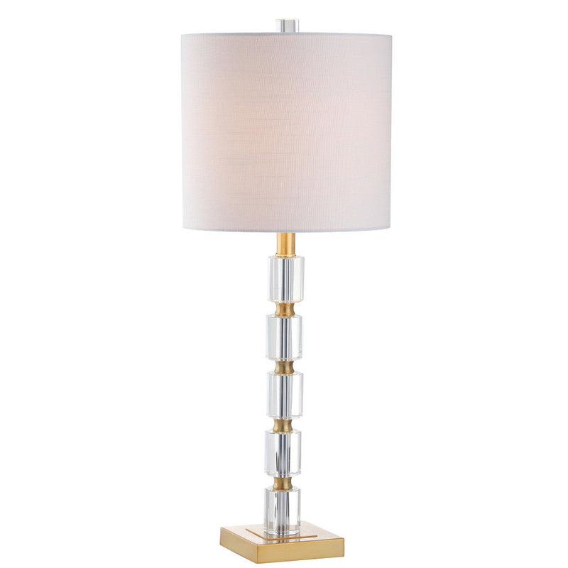 Novelty Table Lamps With Drum Shades (Set of 2) - Clear / Brass / White