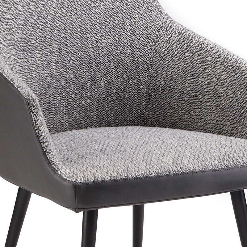 Faux Leather Steel Dining Arm Chair - Gray / Black