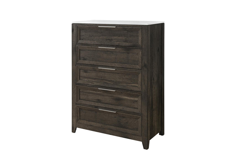 Wood Five Drawer Dresser (766597) - Dark Brown