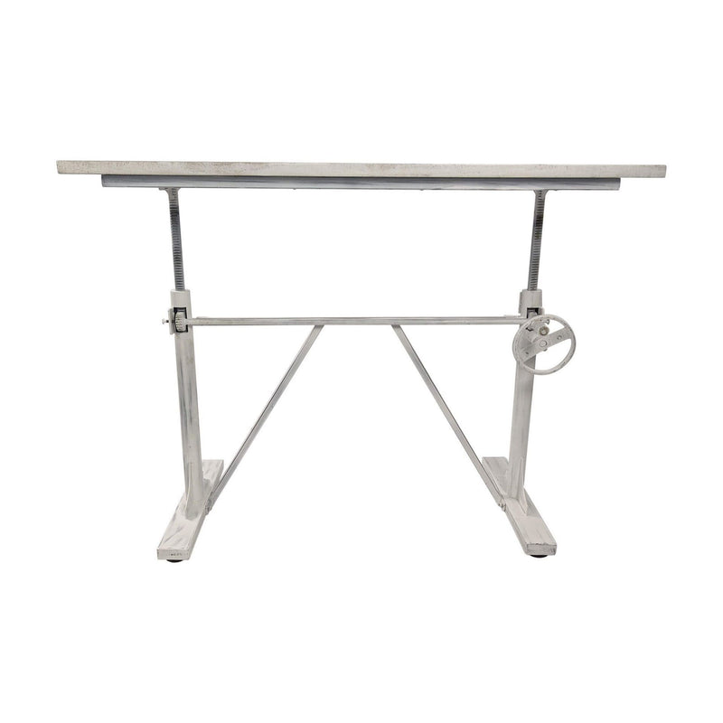 Adjustable Pedestal Drafting Table - Antiqued White