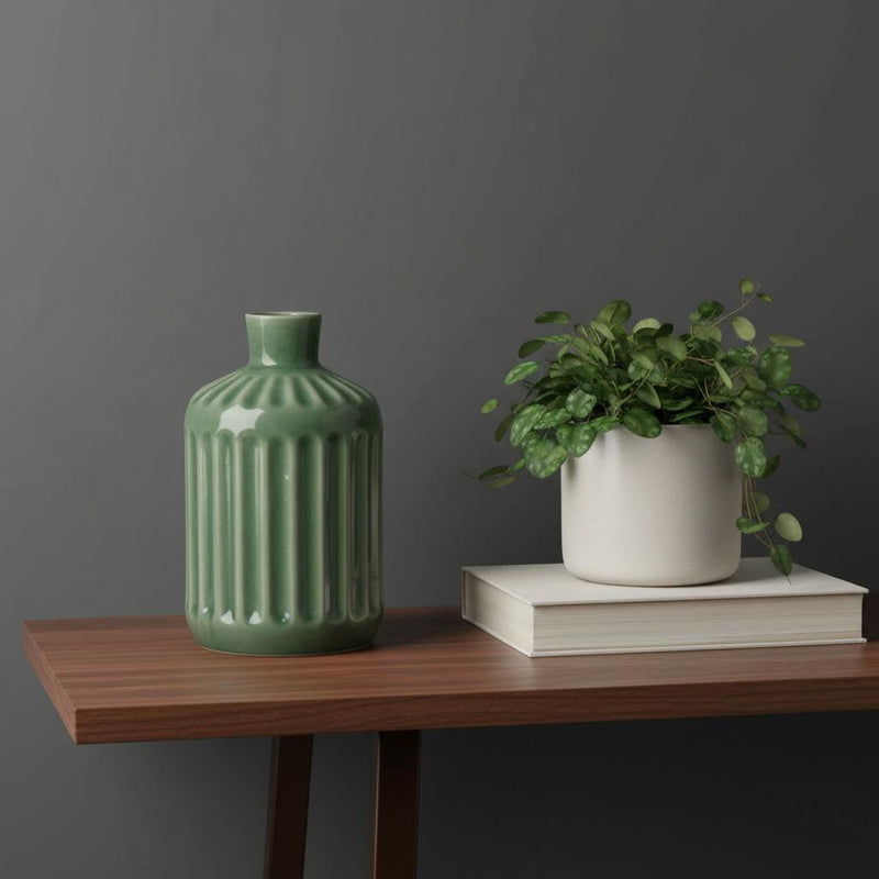 Striped Bud Table Vase - Green