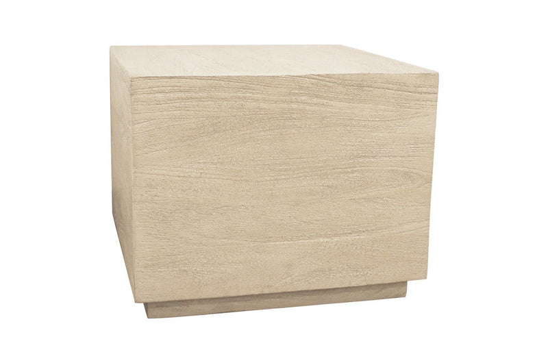 16" Distressed Solid Wood Square Block End Table - Natural