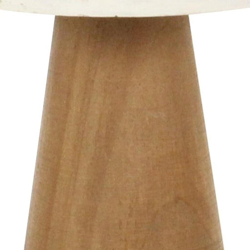 Hand Painted Mushroom Tabletop Sculpture (635374) - Brown / White