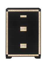 Load image into Gallery viewer, 48" Faux Crystal Bling Wood Six Drawer Dresser - Black And Gold
