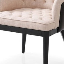 Load image into Gallery viewer, Tufted And Upholstered Fabric Dining Arm Chair - Beige / Black
