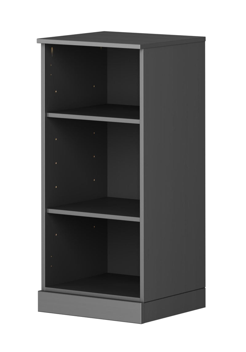 Solid Wood Adjustable Three Tier Library Bookcase - Gray