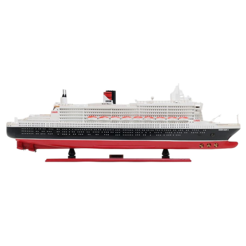 RMS Queen Mary II Large Boat Hand Painted Decorative Boat - Black / Red