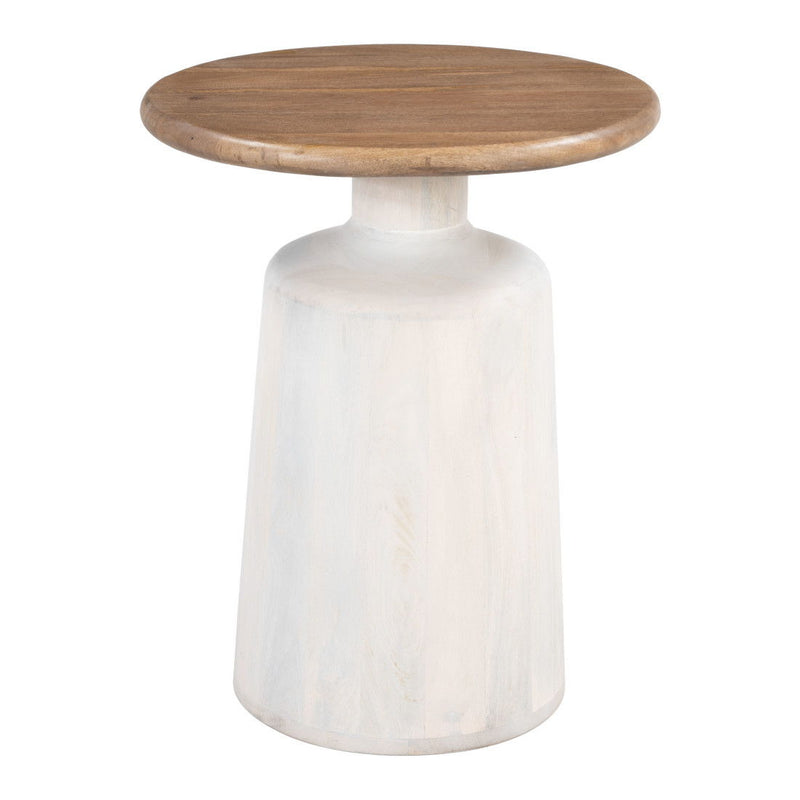 22" Wood Pedestal End Table - White