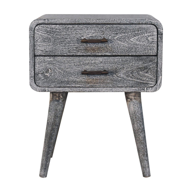 22" Solid Wood Distressed Two Drawer Nightstand - Gray