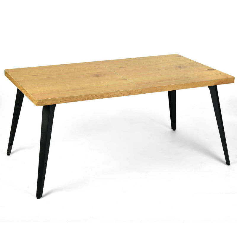 Wood And Iron Dining Table - Natural And Black