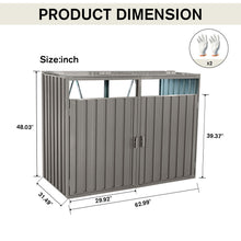 Load image into Gallery viewer, Garbage Bin Shed Stores 2 Trash Cans Metal Outdoor Bin Shed For Garbage Storage, Stainless Galvanized Steel, Bin Shed For Garden Yard Lawn
