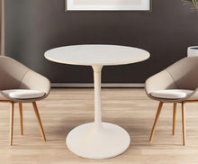 Load image into Gallery viewer, 30" Rounded Marble And Iron Pedestal Base Dining Table - White
