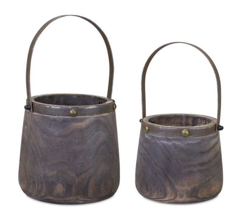 Round Pot Planters (Set of 2) (632596) - Brown