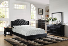 Load image into Gallery viewer, Queen Size Bed 1pc Bed Set Black Faux Leather Upholstered Wingback Design Bed Frame Headboard Bedroom Furniture Tufted Upholstered
