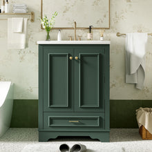 Load image into Gallery viewer, Bathroom Vanity With Ceramic Sink Combo, Modern Freestanding Storage Cabinet With Silver Handles
