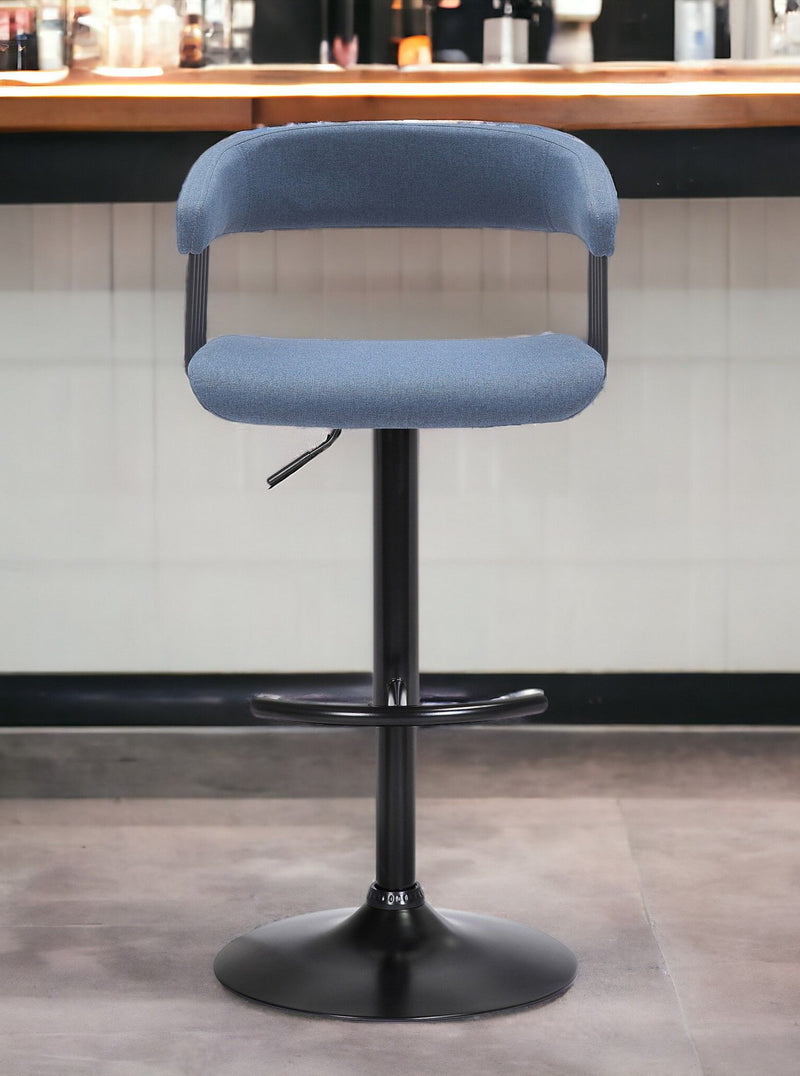 Fabric With Metal Swivel Adjustable Height Bar Chair - Blue And Black