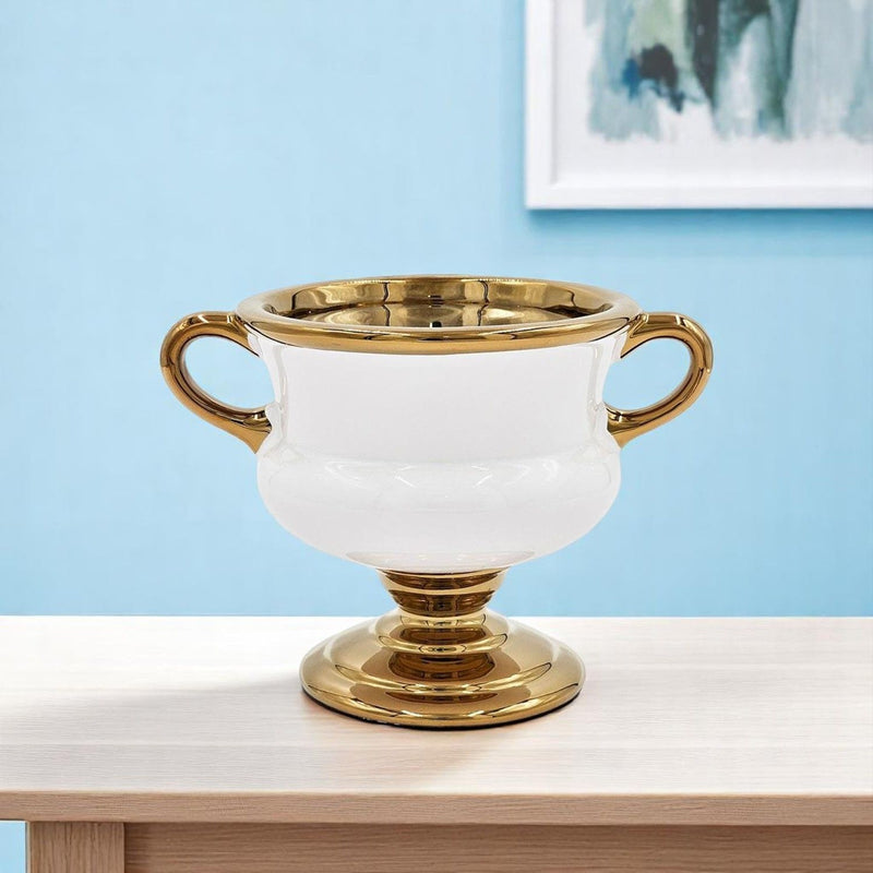 Amphora Table Vase - White / Gold