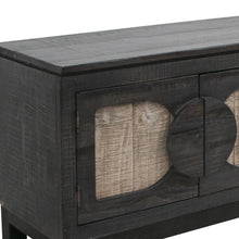Load image into Gallery viewer, Solid Wood Cabinet Enclosed Storage Distressed TV Stand - Black
