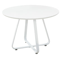 Load image into Gallery viewer, 43" Wood And Metal Sled Base Round Top Dining Table - White
