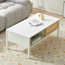 Load image into Gallery viewer, 40.16&quot; Rattan Coffee Table, Sliding Door For Storage, Metal Legs, Modern Table For Living Room
