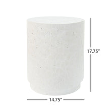 Load image into Gallery viewer, Outdoor Terrazzo Concrete Drum End Table, Living Room Accent Table - White Terrazzo

