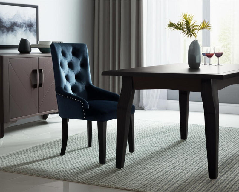 Tufted Upholstered Velvet Dining Parsons Chair - Dark Blue