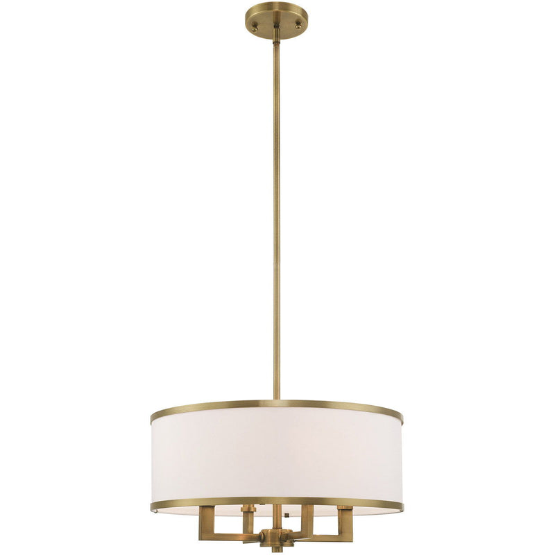 18" Four Light Dimmable Chandelier With Shades - Antiqued Brass