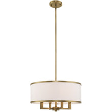 Load image into Gallery viewer, 18" Four Light Dimmable Chandelier With Shades - Antiqued Brass
