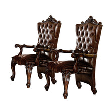 Load image into Gallery viewer, Tufted And Redwood Upholstered Faux Leather Wing Back Dining Arm Chairs (Set of 2) - Brown
