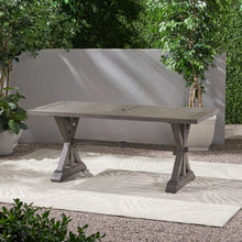 Load image into Gallery viewer, Modern Outdoor Dining Table With X Shaped Legs, Umbrella Hole
