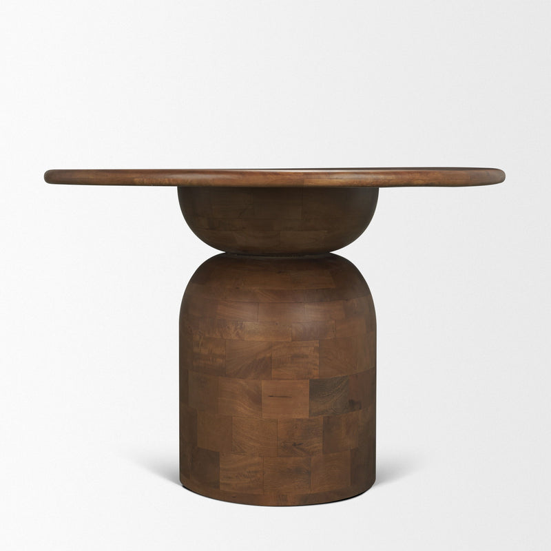 Solid Wood Pedestal Base Round Top Dining Table (727907) - Brown