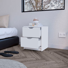 Load image into Gallery viewer, 16.1" x 14.3" x 18.9" Two Drawer Faux Wood Nightstand - White
