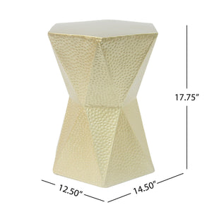 Modern Hexagon Side Table With Knockout Pit Texture - Gold