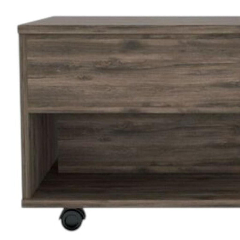 Rectangular Lift Top Coffee Table With Drawer shelf - Brown