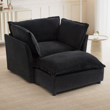 Load image into Gallery viewer, Modern Cozy Upholstered Armchair Sofa With Movable Ottoman
