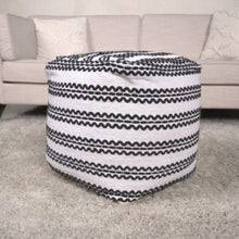 Load image into Gallery viewer, Lani - Handcrafted Fabric Pouf, Durable Cotton Square - Natural / Black
