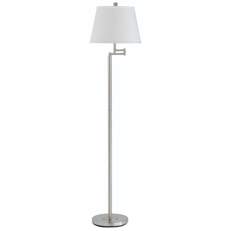 Swing Arm Floor Lamp With White Square Shade - Nickel